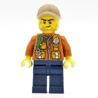 Explorer, Jacket with Pouches, Radio, and Rope, Dark Tan Cap, Stubble and Scar