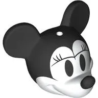 Minifig Head Special with Black Mouse Ears and Nose, White Face, Eyelashes, Eyelids print