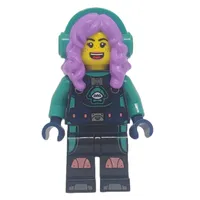 Parker L. Jackson, Black Top, Medium Lavender Hair with Headphones