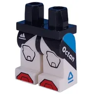 Hips and White Legs with Dark Azure, Black Stripes, Octan, Dark Azure Logo, Red Armored Toes print