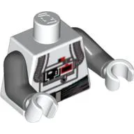 Torso Armor with Chest Panel with Buttons and Tubes Print (AT-AT Driver), Dark Bluish Gray Arms, White Hands