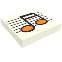 Tile 2 x 2 with Black / Orange Music Note Print