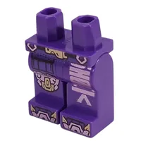 Hips and Dark Purple Legs with Gold Belt Buckle, Metal Pink Text, Knee Cap, Toes print