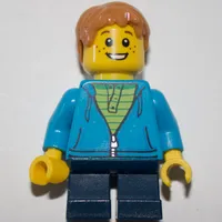 Boy, Open Dark Azure Hoodie with Zipper, Short Dark Blue Legs, Medium Dark Flash Hair