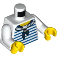 Torso Shirt with Dark Blue Stripes, Dark Blue Sailor Neckerchief Print, White Arms, Yellow Hands