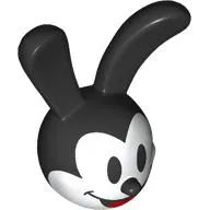 Minifig Head Special with Large Black Ears print (Oswald the Lucky Rabbit)