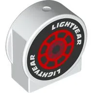 Duplo Brick 1 x 3 x 2 Round Top, Cut Away Sides with Black Tire, Red Rim, 'LIGHTYEAR' print