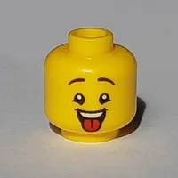 Minifig Head, High Eyebrows with Open Mouth / Red Tongue Sticking Out Print