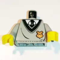 Torso Hogwarts Uniform Sweater with Hogwarts Crest Print, Light Gray Arms, Yellow Hands