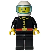 Fireman, Classic, Black Fire Jacket with Red Belt and Buttons, White Helmet with Visor