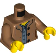 Torso Jacket, Sand Blue Shirt, Buttons, Pockets Print, Medium Nougat Arms, Yellow Hands