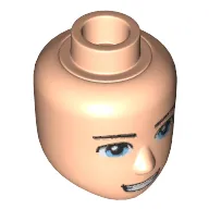 Minidoll Head Male with Light Blue Eyes, Thin Eyebrows, Open Mouth Smile Print