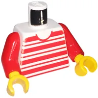 Torso Horizontal Red Stripes Print, Red Arms, Yellow Hands