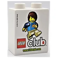 Duplo Brick 1 x 2 x 2 with LEGO Club Logo and 'www.LEGOclub.com' Print (2010)
