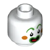 Minifig Head Citrus the Clown, Green Eyebrows, Orange Cheeks, Green Lips, Happy / Scared Print