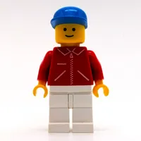 Man, Red Jacket with Zipper and Pockets, White Legs, Blue Cap