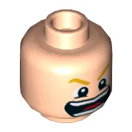 Minifig Head Thor, Bright Light Orange Eyebrows, Open Mouth, Teeth and Red Tongue Print [Hollow Stud]