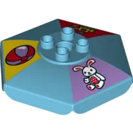 Duplo Umbrella / Parasol Top with Axle Hole with Bunny / Rabbit, Excavator and Beach Ball Print