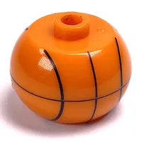 Pen Bead, Round Orb with Basketball, Black Lines Print