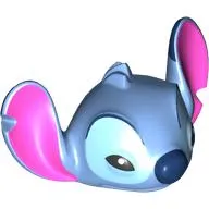 Minifig Head Special Alien Stitch with Dark Pink Ears, Bright Light Blue Eyes print