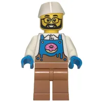 Donut Vendor, White Torso, Medium Nougat Legs, White Hat