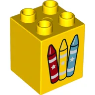 Duplo Brick 2 x 2 x 2 with Crayons Print