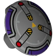 Plate Round 2 x 2 with Rounded Bottom [Boat Stud] with Medium Lavender, Red, Bright Orange Mechanical print