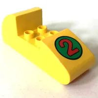 Duplo Brick 2 x 6 x 2 Rounded Ends with Green Circle and Red '2' Print