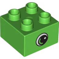 Duplo Brick 2 x 2 with Eye with White Spot and Varied Color Curve inside a Black Circle Print on Both Sides