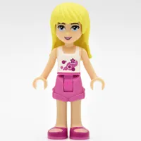 Stephanie - White Top, Dark Pink Skirt