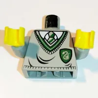 Torso Hogwarts Uniform Sweater with Slytherin Crest Print, Light Gray Arms, Yellow Hands