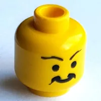 Minifig Head Imperial Armada, Moustache Curly and Split, Long Wavy Eyebrows Print [Blocked Open Stud]