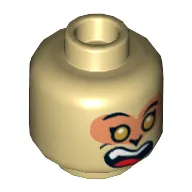 Minifig Head Monkey King, Gold Eyes, Open Mouth Smith with Fang Teeth / Angry Print
