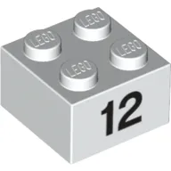 Brick 2 x 2 with Black "12" Print
