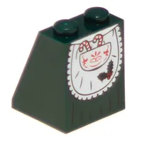 Slope 65° 2 x 2 x 2 with Bottom Tube with White Apron with Candy Canes in Pocket Skirt with Red Detailing Print