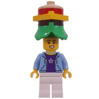 Bright Light Blue Torso, White Legs, Hamburger Hat