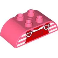 Duplo Brick 2 x 4 Curved Top, Shirt Top with Red Overalls Print