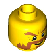 Minifig Head, Dark Orange Bushy Beard and Eyebrows, Goatee, White Pupils Print [Hollow Stud]