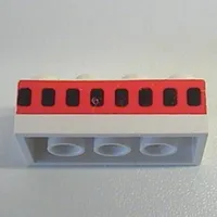 Brick 2 x 4 without Cross Supports with Plane Windows 8 in Thick Red Stripe Print