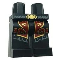 Hips and Black Legs with Dark Red/Gold Robe Ends, Dark Bluish Grey Belt, Gold Buckle print