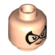 Minifig Head Black Cat, Black Eyemask, Peach Lips, Smile / Angry Print