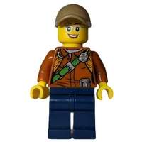 Explorer, Shirt with Radio and Green Belt, Dark Tan Cap, Glasses, Woman