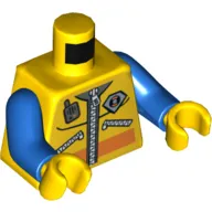 Torso Wet Suit with Coast Guard Logo, Zippers and Radio Print, Blue Arms, Yellow Hands