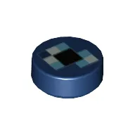 Tile Round 1 x 1 with Blue Squares, Pixelated Eye of Ender print