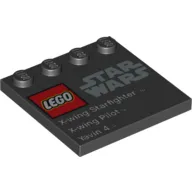 Plates Special 4 x 4 with Studs on One Edge and 'Lego Star Wars' Logo and 'X-wing Starfighter X-wing Pilot Yavin 4' Print