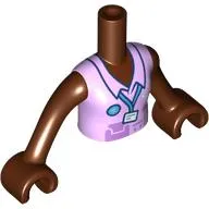 Minidoll Torso Girl with Lavender Shirt, ID Badge on Keychain print, Reddish Brown Arms and Hands