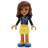 Olivia - Dark Blue Jacket, Bright Light Yellow Skirt