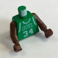Torso Basketball Jersey, Boston Celtics '34' Print, Long One Piece Arms Brown (NBA)
