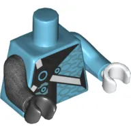 Torso, Odd Arms and Hands, Robe with Black Trim, White Straps with Azure Circles Print, Left Medium Azure Arm and White Hand, Right Pearl Titanium Arm and Black Hand