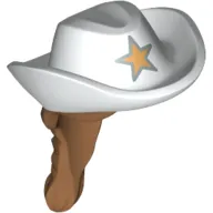 Hair and Hat, Cowboy with Star and Medium Nougat Braid Print